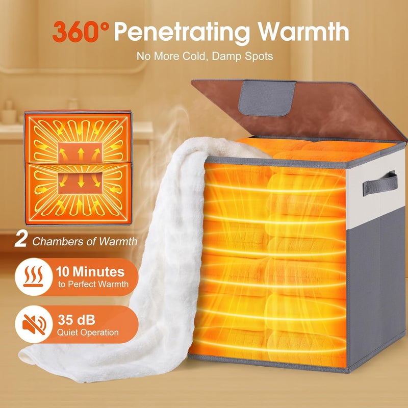 Leroci Foldable Towel Warmer 40L Large Capacity for Oversized Towels, Robes & Blankets, Fast Heating with 4 Modes, Auto Shut-Off, Gift Box - Image 4
